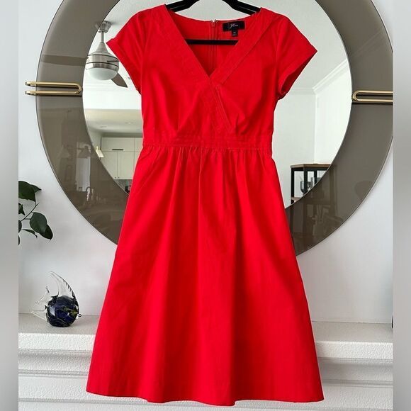 J. Crew Short Sleeve Cotton Poplin Midi Dres Size 0P - Picture 2 of 9